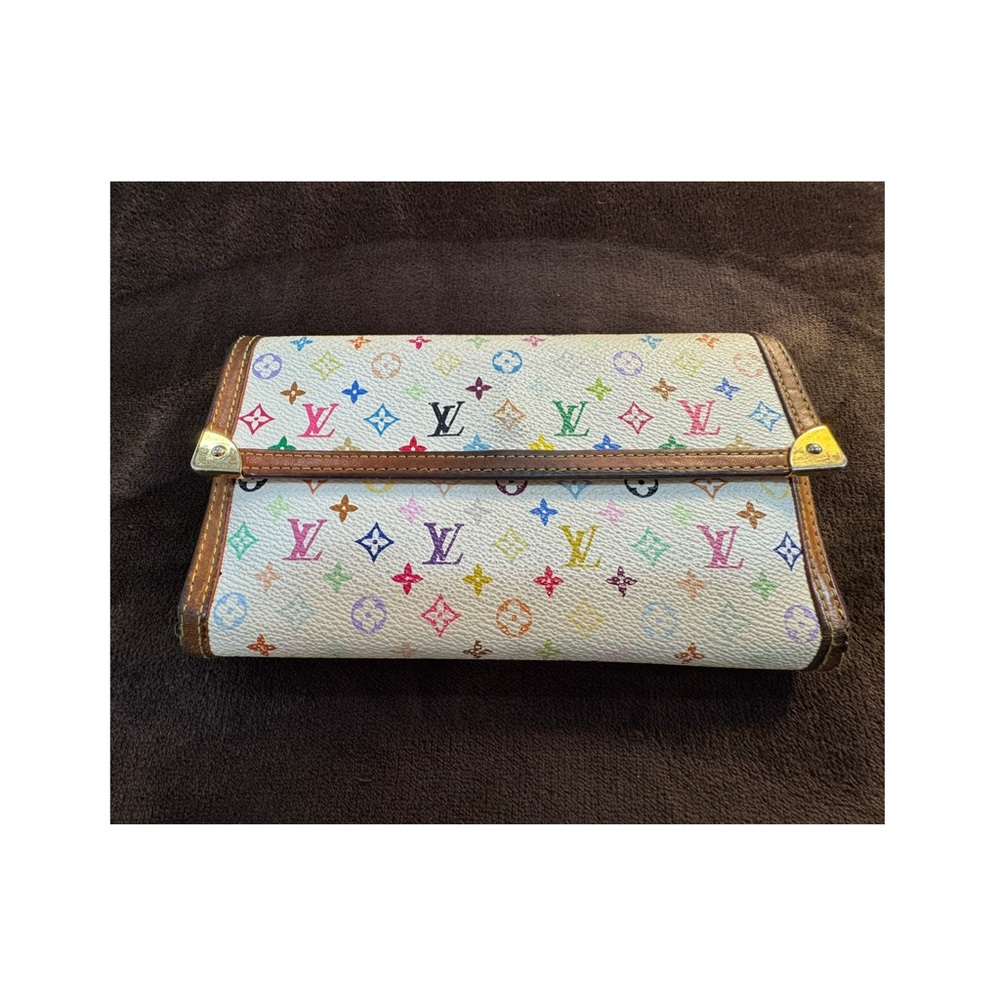Takashi Murakami X Louis Vuitton White Monogram Multicolore International wallet